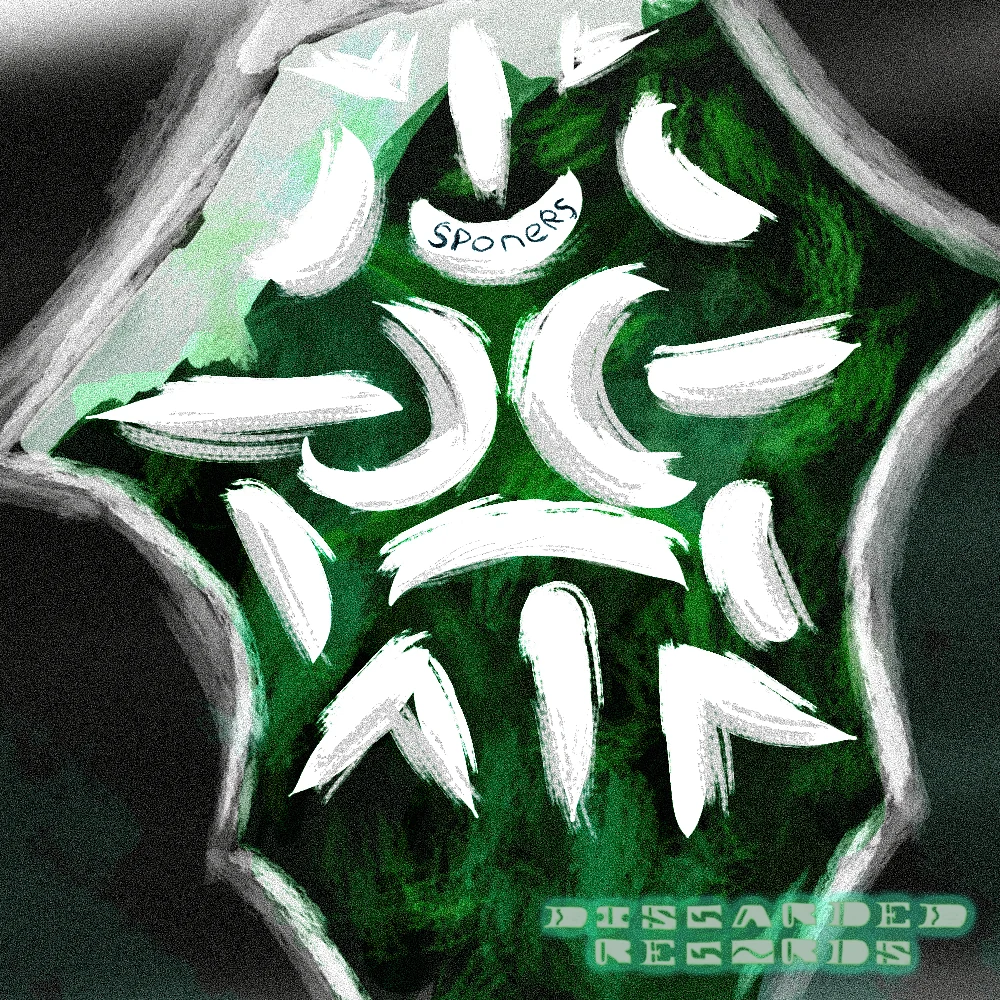 Green, black, and white upcoming release artwork for Sponers